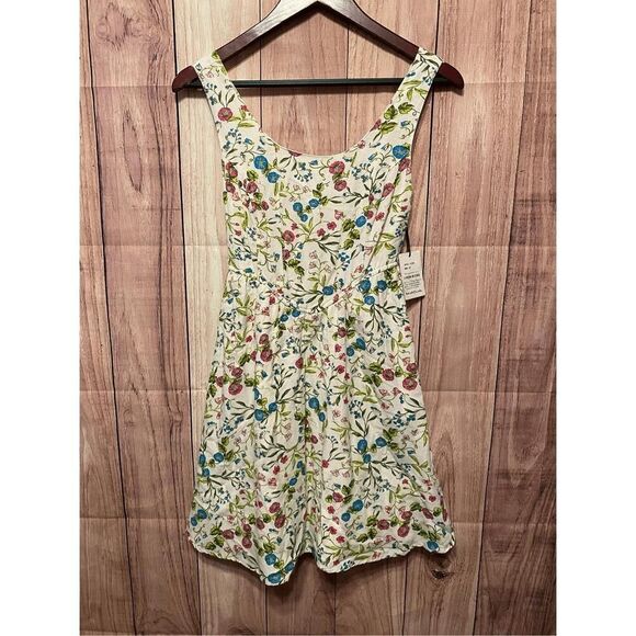 Sincerely Jules XS NWT Floral Summer Mini Dress Smocked Back linen blend - Picture 1 of 8